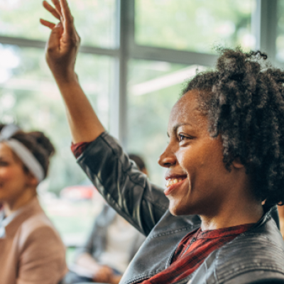 Women with hand raised