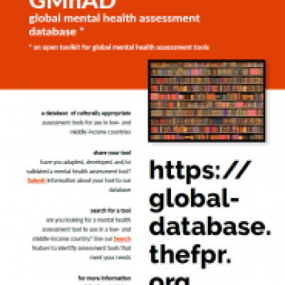 GLOBAL MENTAL HEALTH ASSESSMENT DATABASE (GMhAD)