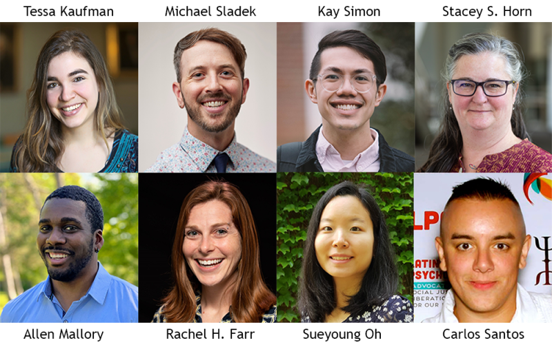 Collage of Tessa Kaufman, Michael Sladek, Kay Simon, Stacey S. Horn, Allen Mallory, Rachel H. Farr, Sueyoung Oh, and Carlos Santos